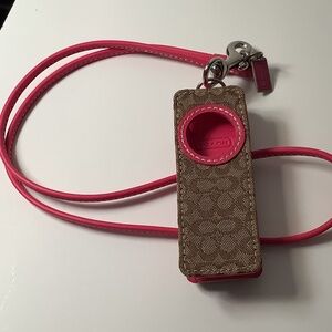 NWOT Coach Mini IPod Shuffle Case Brown Signature & Pink Leather NWOT